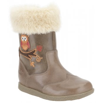 Clarks Jenna Leaf Fst Girls Boots in Mushroom Leather