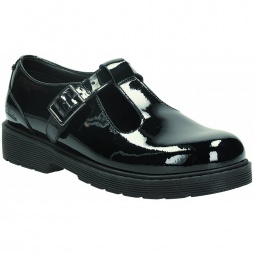 Purley Go Bootleg Girl’s School Shoe in Black Patent