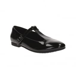 SelseyFudge Bootleg Girls School Shoes in Black Patent