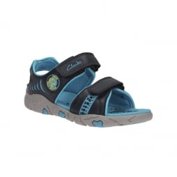 Tyrano Roar Boy's Sandal in Navy Leather