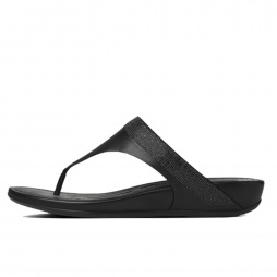 Banda™ Micro-Crystal Toe-post- Women's Sandal in All Black or Pale Gold