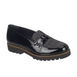 D0101 Women's Slip on Loafer Shoes in Black and Black/Grey 